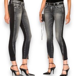 AMO Women’s Twist Two-Tone Dark & Stormy Black Skinny Fit Jeans 25